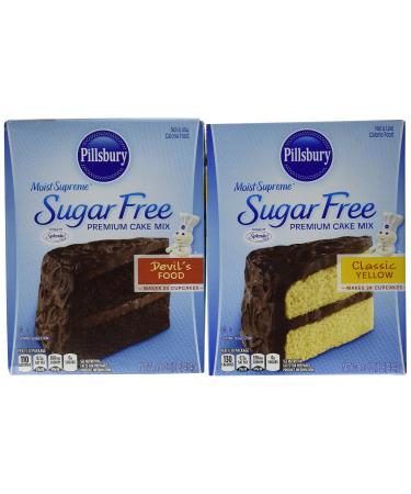 Pillsbury Sugar Free Cake Mix Value Bundle - 1 Box Sugar Free Devil's Food Cake & 1 Box Sugar Free Classic Yellow Cake