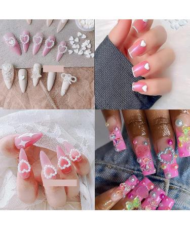 500Pcs AB Color Heart Pearls Nail Charms | Beige Creamy White | Multi Shapes and Sizes | 3D Manicure and DIY Crafts Accessories - Buy Online on GoSupps.com