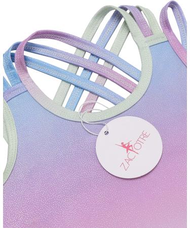 Zaclotre Girls Gymnastics Leotard with Criss Cross Straps, Shiny Ballet Dress | Hollow Back Skirted Ballerina Costume - Rainbow Gradient | 8-9 Years - Buy Online on GoSupps.com