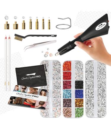 Quick Crystals Pro Hotfix Applicator, Bedazzler Kit with Rhinestones, DIY Wand Setter Tool Kit with 7 Different Tip Sizes, Tweezers, Cleaning Brush, User Manual, and 4400 Rhinestones. - Buy Online on GoSupps.com