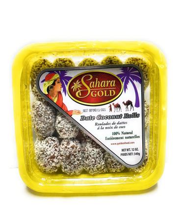 Date Coconut Rolls by Sahara Gold Dates 12 Oz - 100% all Natural USA Made