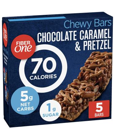 Fiber One 70 Calorie Chewy Snack Bars, Chocolate Caramel and Pretzel, 5 ct Chocolate Caramel 5 Count (Pack of 1)