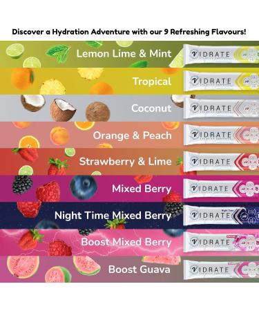 ViDrate Strawberry & Lime Sugar Free Electrolyte Powder - 8 x 3g Sachets | Vegan Friendly Hydration Sachets - 8 Count - Buy Online on GoSupps.com
