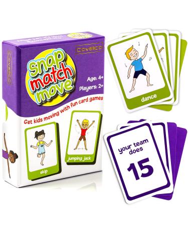 Covelico Exercise Card Games for Kids - Fun Kids Exercise Equipment and Kids Workout Equipment | Play Snap, Memory, Matching and Go Fish Card Games | Kids Exercise Games Kids Action Cards