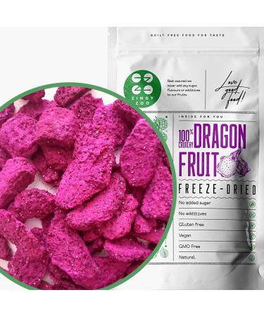 ZINGY ZOO ZingyZoo Freeze-Dried Red Dragon Fruit Pieces 50g Pack of Natural Unsweetened Raw Red Pitaya for