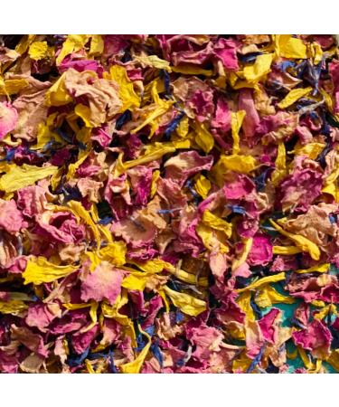 Edible 'Pixie Blush' Yellow Marigold Pink Rose with Blue Cornflower Dried Flower Petal Mix - 50g - Food Grade - Culinary - Cake - Bake - Decoration (312) - Buy Online on GoSupps.com