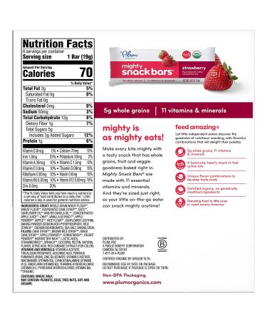 Plum Organics Tots Strawberry Mighty Snack Bars - 6 Pack (0.67 oz Each) - Healthy Snack for Kids - Buy Online on GoSupps.com