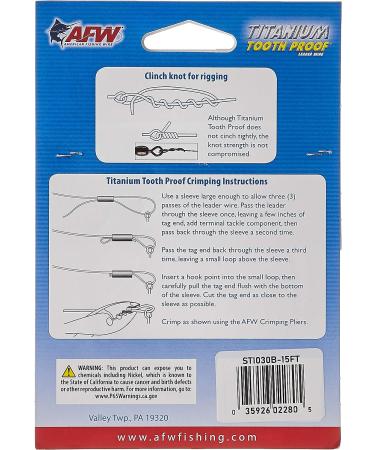 AFW Titanium Tooth Proof Leader Wire Black 15ft - 40lb Test | Single Strand for Fishing - Buy Online on GoSupps.com