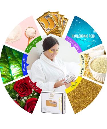 Hydrogel Gold Eye Patches - 15 Pairs for Puffiness & Dark Circles - Hyaluronic Acid & Collagen Eye Mask - Anti-Wrinkle Treatment - Buy Online on GoSupps.com