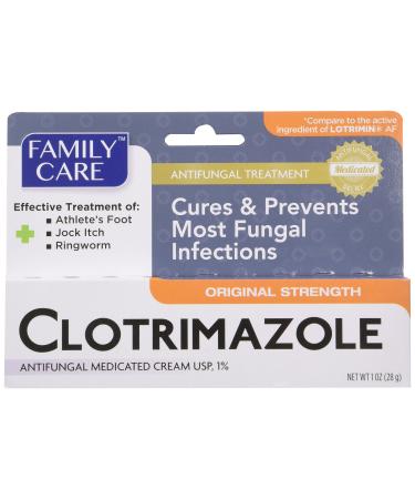 Family Care Clotrimazole Anti Fungal Cream 1% USP Compare to Lotrimin 1oz. (Pack of 3)