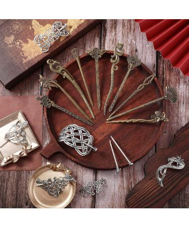 Vintage Silver and Bronze Celtic Hair Slides and Hairpins for Women - 16 Pieces Hair Accessories for DIY Styling - Buy Online on GoSupps.com