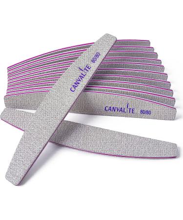 Canvalite 12stk nail files for gelail professional nail files 80/80 file for gelails nail buffer block double -sided nail file professional washable and reusable (moon 80/80 grit)