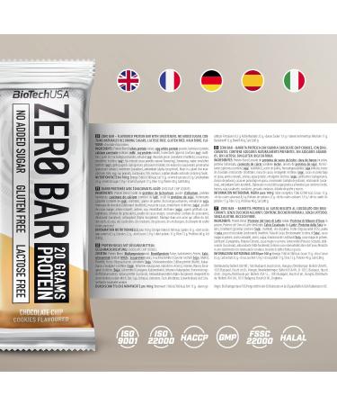 BiotechUSA Zero Bar Protein Snack - Sugar & Lactose Free | Crispy Chocolate Chip Cookies | Ideal for Diets & Workouts | 20x50g - Buy Online on GoSupps.com