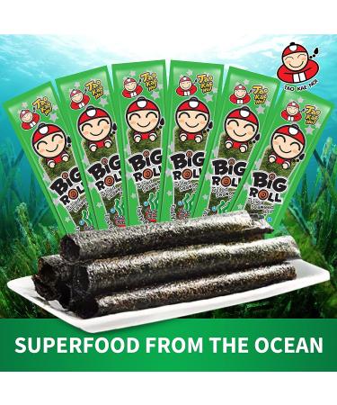 Tao Kae Noi Big Roll Grilled Seaweed Snacks - Original Flavor Nori Sheet Rolls for Kids & Adults - 6 Pack 3g Bags - Healthy & Classic Flavour - Buy Online on GoSupps.com