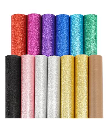 SGHUO 12 Pcs Glitter HTV Heat Transfer Vinyl  Iron on Vinyl 12in x 10in  10 Assorted Colors Weed Heat Press Vinyl and 1 Teflon Sheet for T-Shirts Work - Buy Online on GoSupps.com