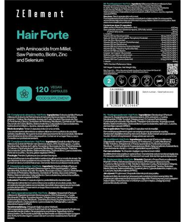 Hair Forte - Growth & Fortification - Food Supplement - Biotin (Vitamin B8) Selenium Zinc Florida Palm Amino Acids From Millet - Cure 2 Months - Beauty Hair Growth - Buy Online on GoSupps.com