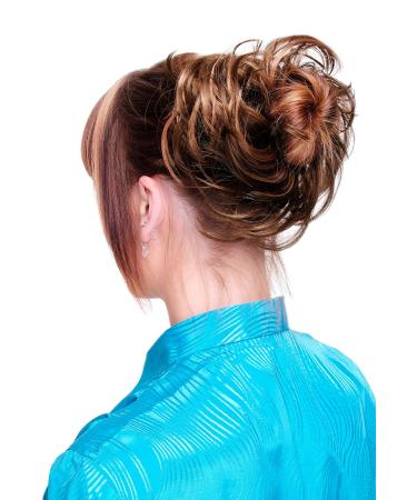 WIG ME UP - Hairpiece: synthetic hair scrunchie scrunchy hairband ponytail brown dark blonde streaked XJ-7000-9H26