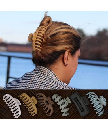 SP HAIR CLIPS 8-Pack: Versatile for thin thick or curly hair. Features big matte banana clips for a strong 90's to modern hold. Super cute colors available. Stylish and secure for all your hair styling needs.