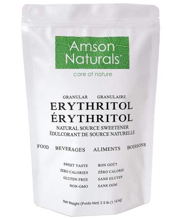 Erythritol Sweetener Granular 2.5 lb / 40 oz / 1.14 kg-Natural Sugar Substitute Sweet taste Zero Calorie Gluten-free Non-GMO by Amson Naturals. 1.14 kg (Pack of 1)