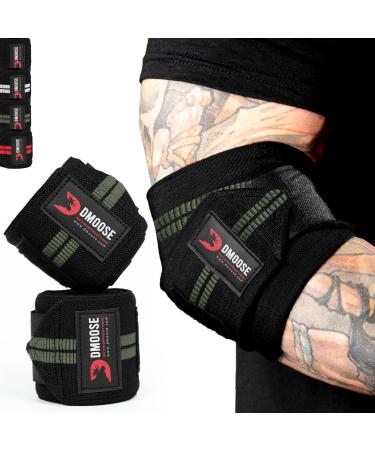 Dmoose elbow bandages for weightlifting bench press cross -training & power trimmers for men and women - 40 "nylon (1 pair) elbow bandages Green stripes