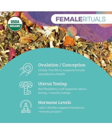 Female Rituals Organic Peppermint Fertility Tea - 30 Cups/15 Sachets - Herbal Blend for Female Fertility Boost - Sweet Mint Flavor - Buy Online on GoSupps.com