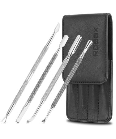 Robbx nail shaver set including spoon slide & spatula |Stainless steel nail slide kit for nail and cuticle |Cuticle pusher skin slide - Buy Online on GoSupps.com