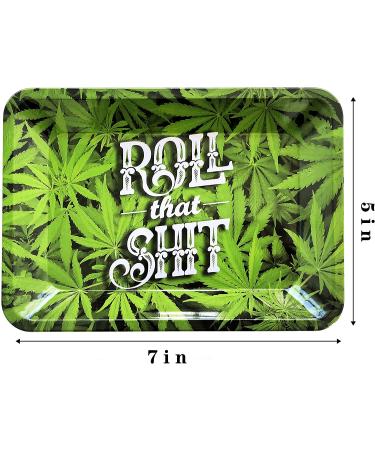 Dragon Rolling Tray 7x4.9 with Round Edges - Small Mini Tray (Green Leaves) 420 Green - Buy Online on GoSupps.com