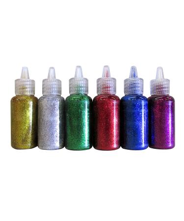 BAZIC Products 6 Color Glitter Glue Set 20 Milliliter Bottles - Classic Colors - Green, Gold, red, Silver, Blue, and Purple