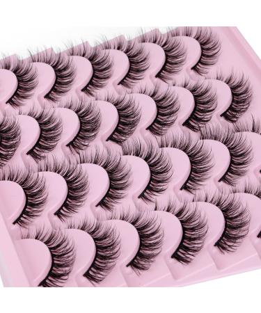 Wispy Lashes 3D Eyelashes Natural Look 14 Pairs Short Lashes That Look Like Extensions Lashes Pack False Eyelashes by EYDEVRO 17B Natural