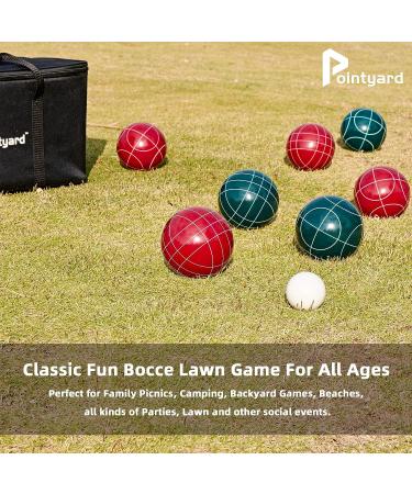 Pointyard 90mm Classic Bocce Ball Set with 8 Resin Balls and Accessories - Outdoor Family Game for Backyard, Lawn, Beach - Red & Green - Buy Online on GoSupps.com