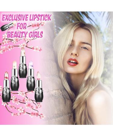 Witcrskm Color Changing Lipstick Set - Magic Crystal Flower Jelly Lip Balm, Long Lasting Nutritious Lipsticks for Women - Moisturizing PH Clear Temperature Lip Gloss in Red and Purple (2pcs) - Buy Online on GoSupps.com