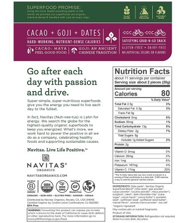 Navitas Organics Cacao Goji Power Snacks - Organic 8 oz (227g) - Superfood Delight - Buy Online on GoSupps.com
