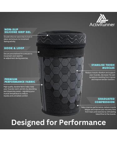 ActivRunner Thigh Compression Support Sleeve (2 Pack) - Adjustable Non-Slip Strap for Hamstring & Quadricep - Men & Women (Medium) - Buy Online on GoSupps.com