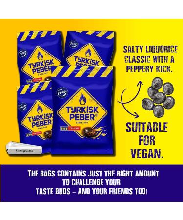 Tyrkisk Peber Original from Fazer - Salmiak & Pepper Candy - 4 x 120g Bags of Finnish Salmiakki - Salty & Delicious Treats - Buy Online on GoSupps.com