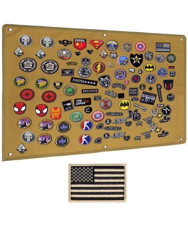 IronSeals Tactical Board Patch Organizer Holder Display with Loop Surface, Steel Ring and Flag Patch (L: 110 x 70 CM/ 43