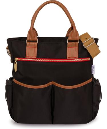 Babetta Baby Changing Bag - Durable Lightweight Luxury Stylish Satchel with Wipe Clean Fabric and Shoulder Strap + Changing Mat (Black) - Buy Online on GoSupps.com