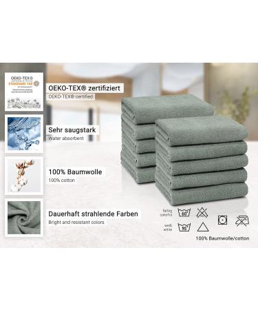 Zollner 10 Set Soft & Strong Cotton Shower Towels 50x100 cm - Light Gray - Hotel Quality Washable Up to 60 C with Practical Hanger - International Shipping - Buy Online on GoSupps.com