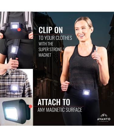 AVANTO PRO Clip On Running Light - 300 Lumen LED, USB Rechargeable, Night Running Gear - For Runners, Joggers, Dog Walking - Reflective Vest Addon - 2-3h Use Time - Buy Online on GoSupps.com