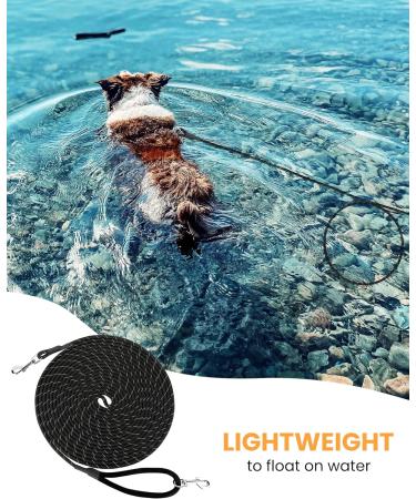 HAPPY HACHI 15m/50ft Reflective Dog Training Lead | Nylon Rope with Soft Handle and 2 Swivel Clips | Ideal for Large, Medium, and Small Dogs | Black - Buy Online on GoSupps.com