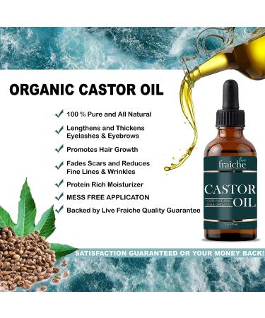 Organic Castor Oil (2oz) + FREE Mascara Starter Kit | USDA Certified, Cold Pressed, Hexane Free | Eyelash & Eyebrow Growth Serum, Hair Conditioner - Buy Online on GoSupps.com