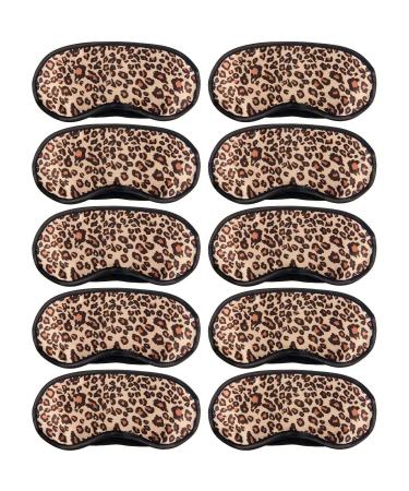 10 Pack Sleep Mask Leopard Eye Masks Shade Cover for Sleeping Shift Work Naps Travel Pouch Night Blindfold Airplane Relaxing Eyeshade Cover with Nose Pad for Men Women Kids