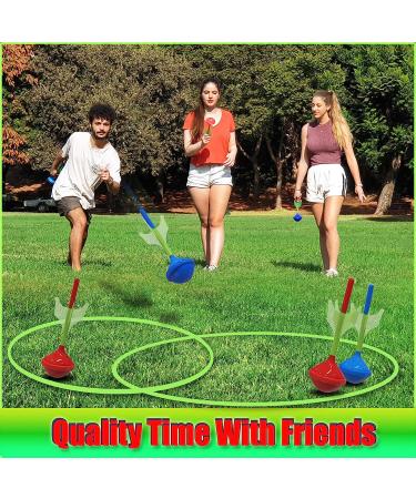 Glow in The Dark Lawn Darts Game - Family Fun Outdoor Game with Rings and Soft Tip Darts - Includes Carrying Bag - Perfect Gift for Adults & Teens - Buy Online on GoSupps.com