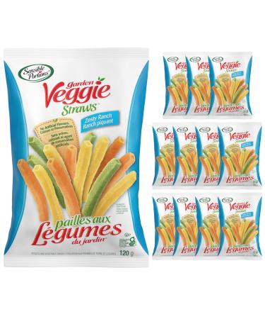 Sensible Portions Veggie Straws Zesty Ranch Flavour Gluten-Free Chips 120 Gram Bag 12-Pack