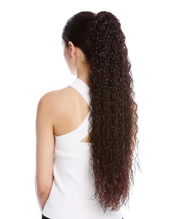 Wig Me Up-N857-V-2T33 Hair Part braid horse tail extremely long voluminous curly crop curls scrolled afro kinks mahogany brown scanted 75 cm