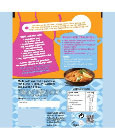 Green Saffron Indian Tikka Curry Powder - Medium Spice Mix for Homemade Tikka Masala Curry - 100% Natural & Gluten-Free - 3x25g Sachets - Buy Online on GoSupps.com