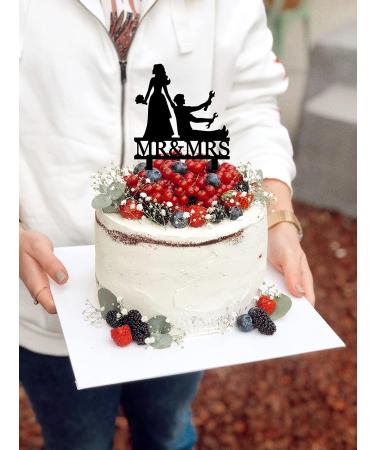 Funny Wedding Cake Topper - Bride Dragging Groom who is holding Repair Tools - Repairman Couple Cake Topper Mr&Mrs Wedding Cake Topper (Repairman Couple) - Buy Online on GoSupps.com
