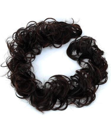 CAISHA XXL Voluminous Curly Messy Bun Hairpiece Scrunchy Updo for Bridal Hairstyle in Brown Black Mix - HW37 - Buy Online on GoSupps.com
