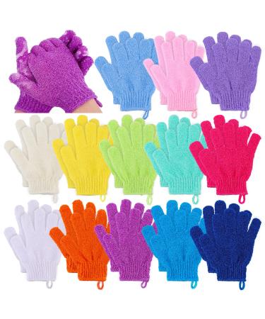 AEJMYS 26Pcs Exfoliating Bath Gloves Double Sided Exfoliating Gloves Nylon Exfoliating Shower Gloves Body Scrub Gloves with Hanging Loop Bathing Gloves Dead Skin Remover for Body Scrubber 13 Colors