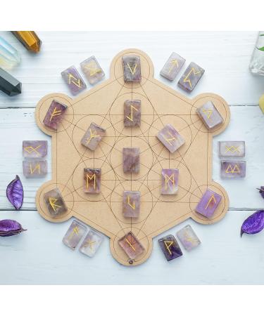 Crocon Amethyst Gemstone Rune stones Rectangle Shape with Elder Futhark Alphabet Engraved 25 pcs Rune Set Crystal Divination Healing Chakra Reiki with a Pouch & Rune brochure Size : 20-25mm Amethyst Rune - Buy Online on GoSupps.com