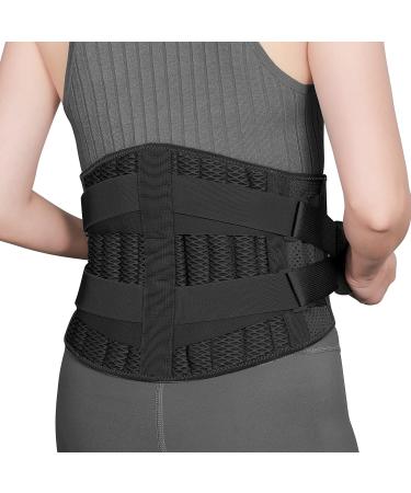 ABYON Medical Grade Back Support Belt with 4 Support Stays Back Brace for Lower Back Pain Relief with 2 Adjustable Straps Breathable Lumbar Support for Men Women for Herniated Disc Sciatica Scoliosis Heavy Lifting S Style-03Black